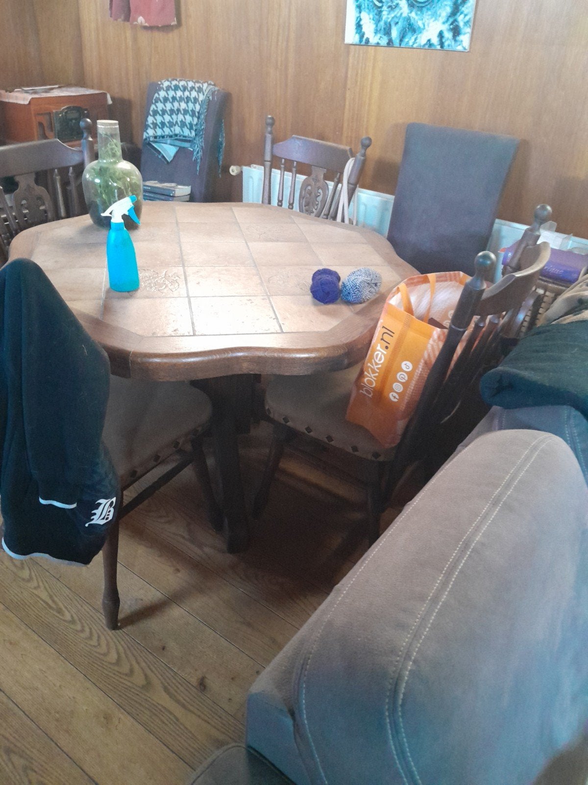 Tafel en stoelen, Ophalen, Eikenhout, 50 tot 100 cm, Vier personen