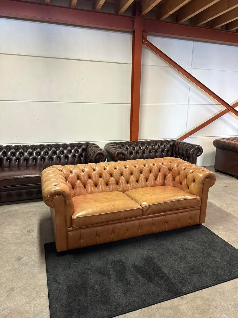 Cognac kleur chesterfield bank bankstel Z.G.A.N., Ophalen of Verzenden