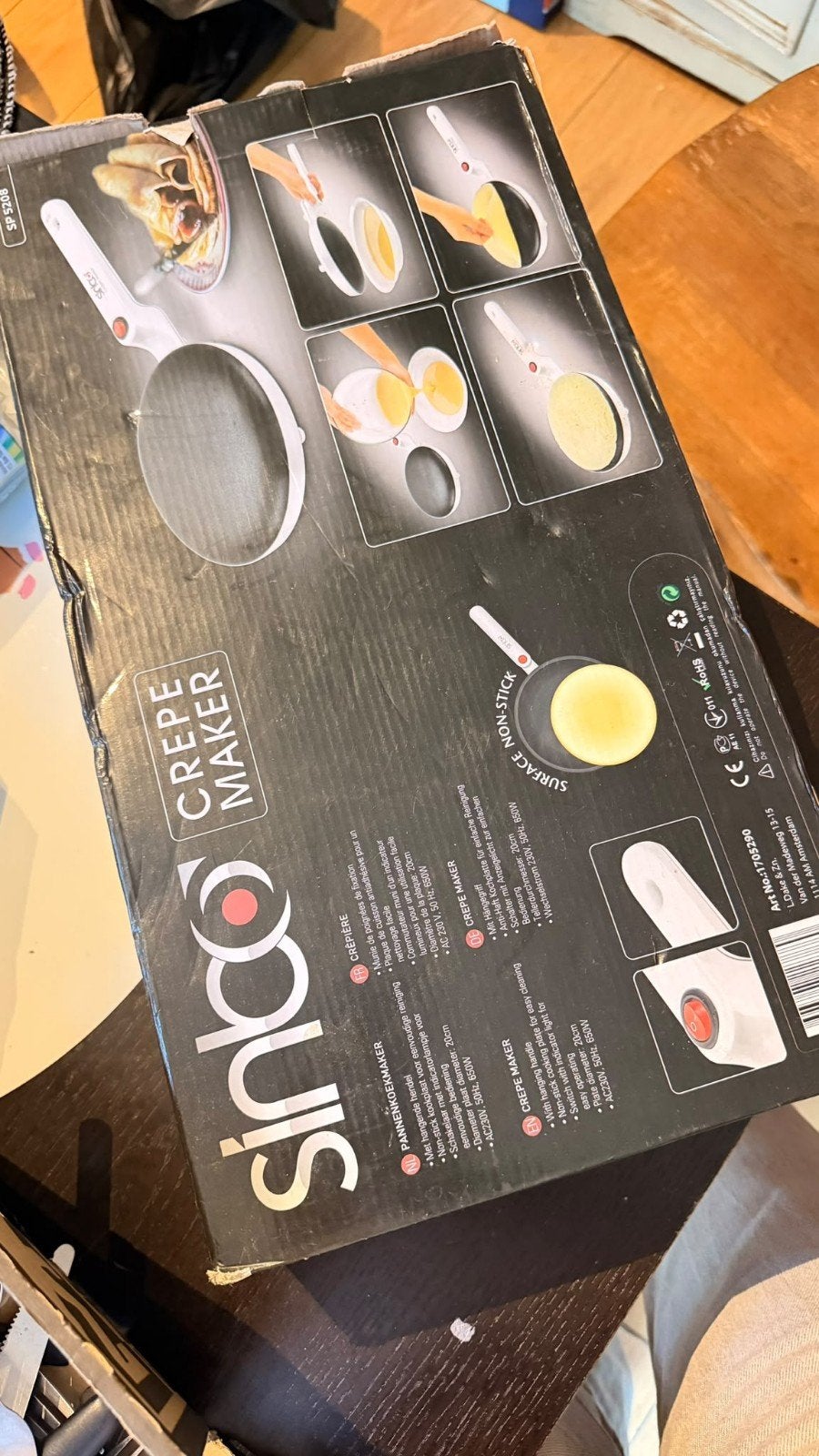 Sinbo Crêpe Maker - Pannenkoekenmachine, Ophalen, Overige typen, Nieuw, Zwart