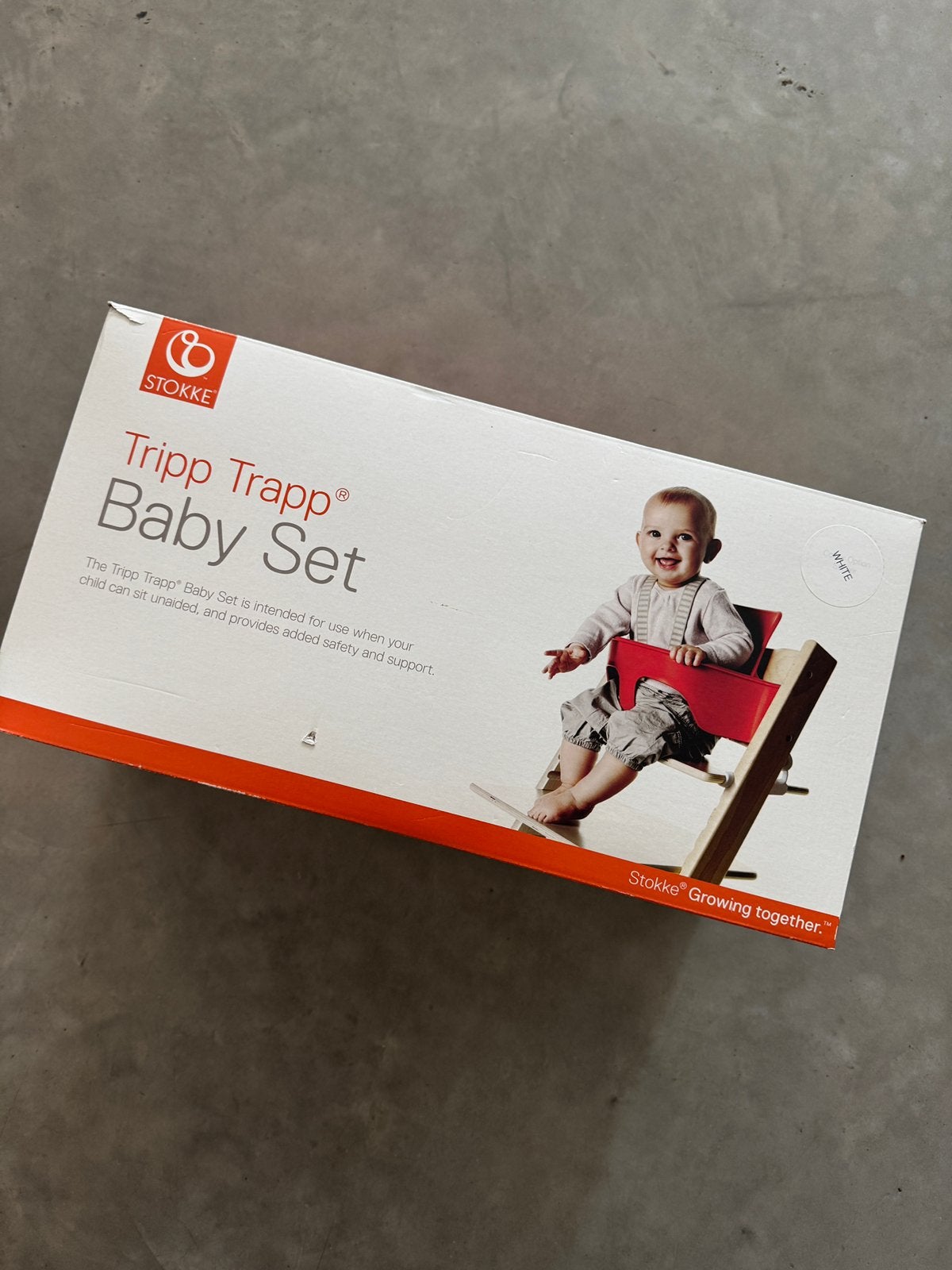 Tripp Trapp baby set wit, Kinderen en Baby's, Kinderstoelen, Ophalen, Zo goed als nieuw, Meegroeistoel