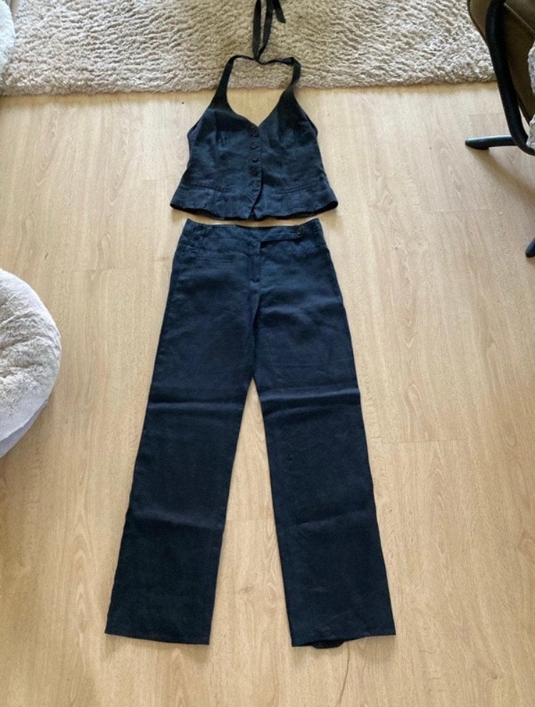 Steps Zwart Linnen Set: Haltertop en Broek Maat 38, Kleding | Dames, Maat 38/40 (M), Zwart, Ophalen of Verzenden, Zo goed als nieuw