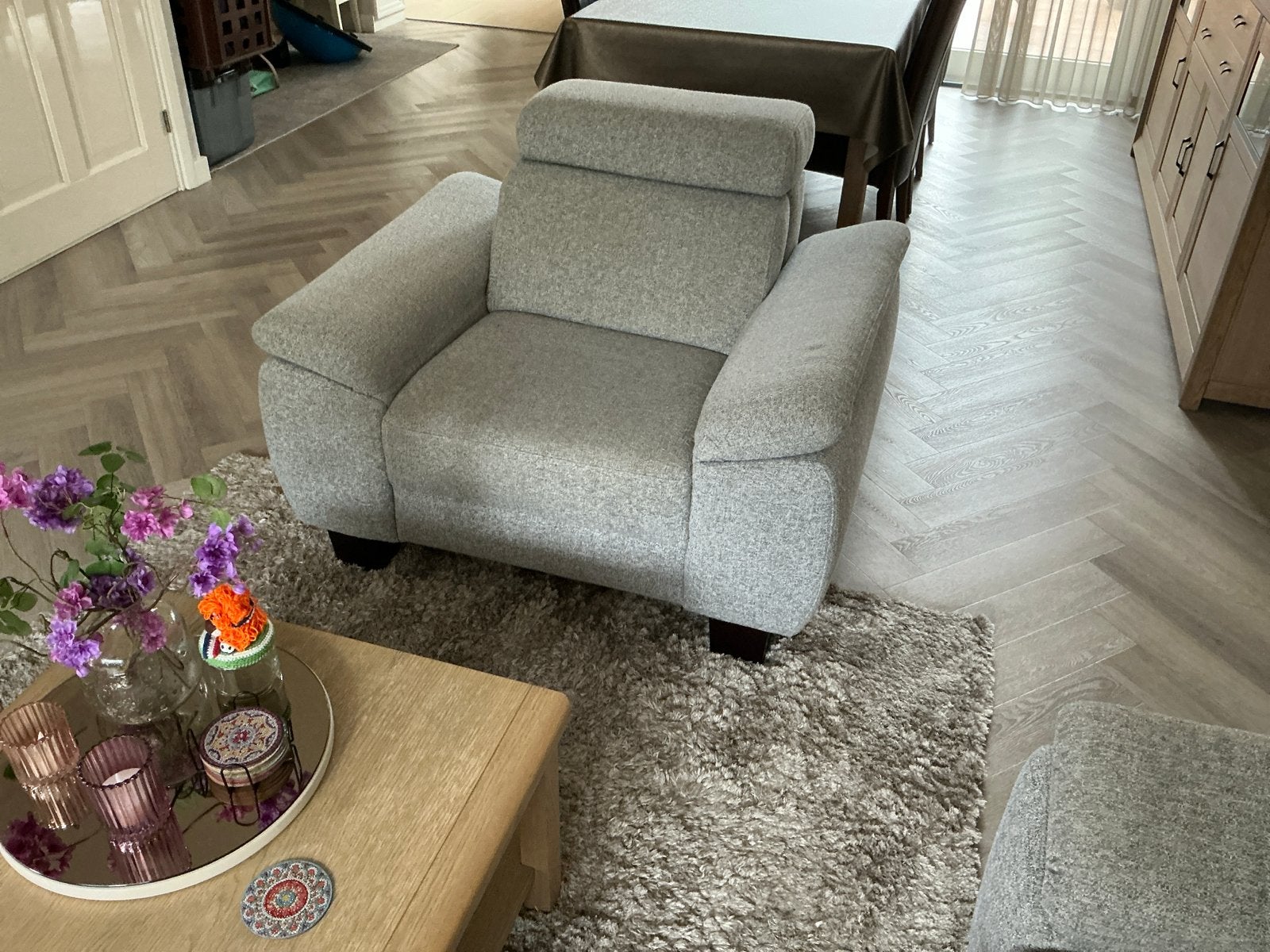 Comfortabele grijze fauteuil - Zo goed als nieuw, Ophalen of Verzenden, Zo goed als nieuw, Stof, 75 tot 100 cm