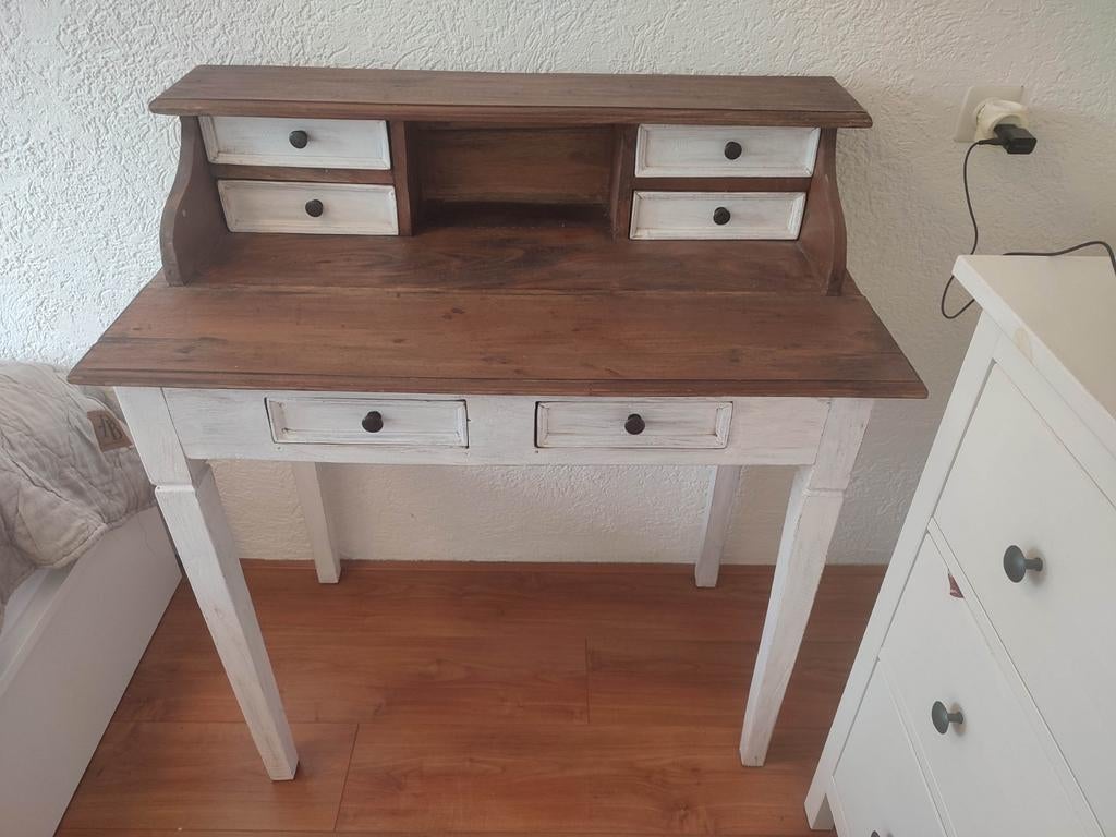 Schrijftafel met lades 90x50x101 cm mahonie, Ophalen of Verzenden, Zo goed als nieuw