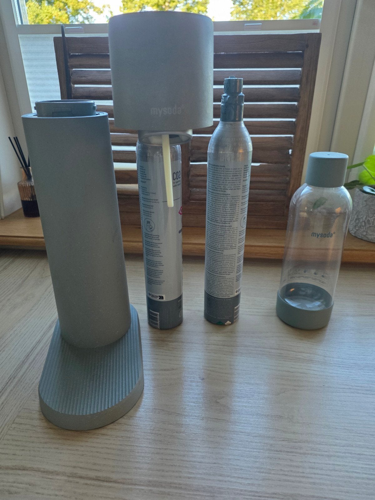 Mysoda Woody bruiswaterapparaat met extra CO2 en fles, Ophalen of Verzenden, Zo goed als nieuw
