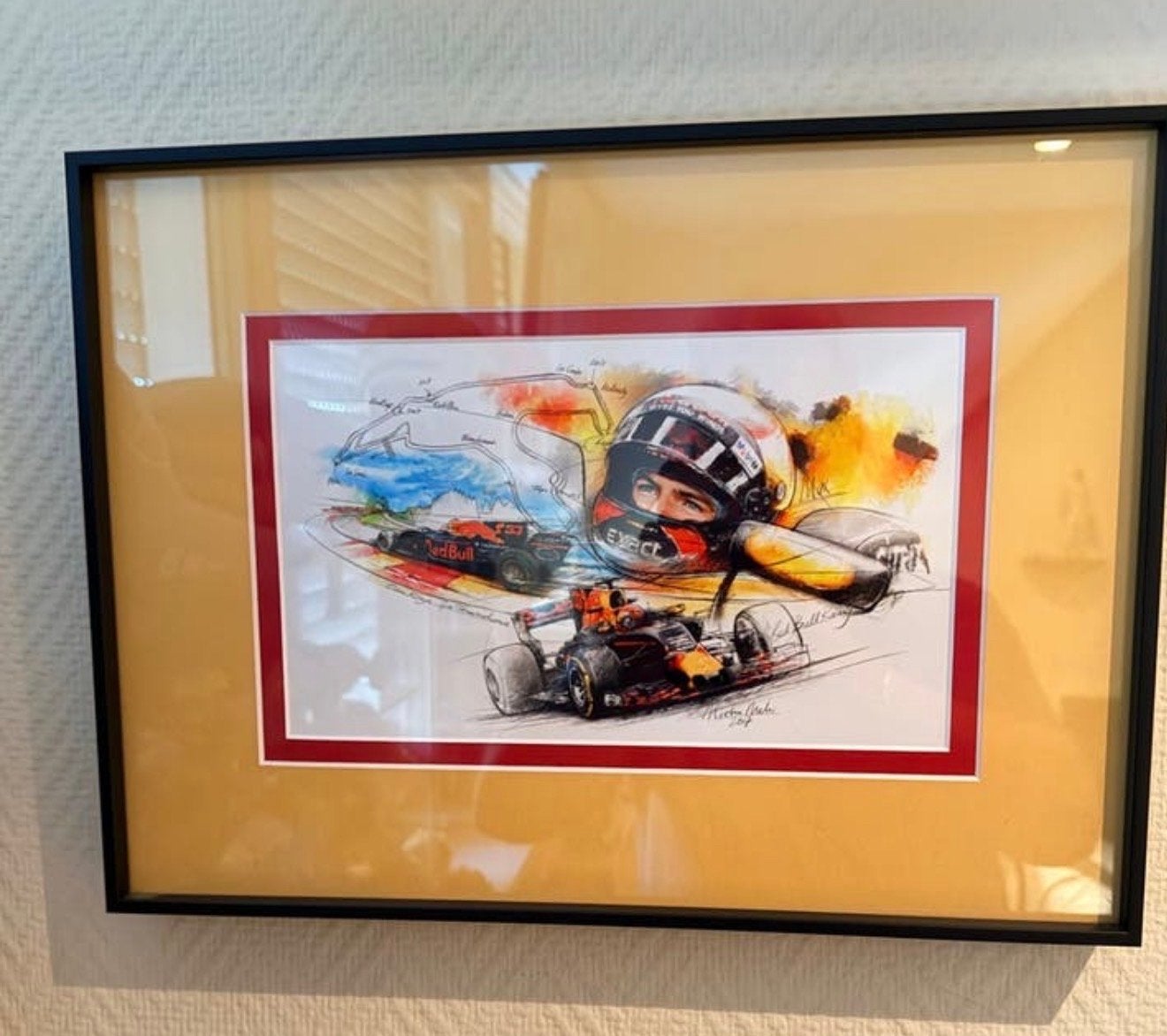 Schilderij Max Verstappen F1 met passe-partout en lijst, Ophalen