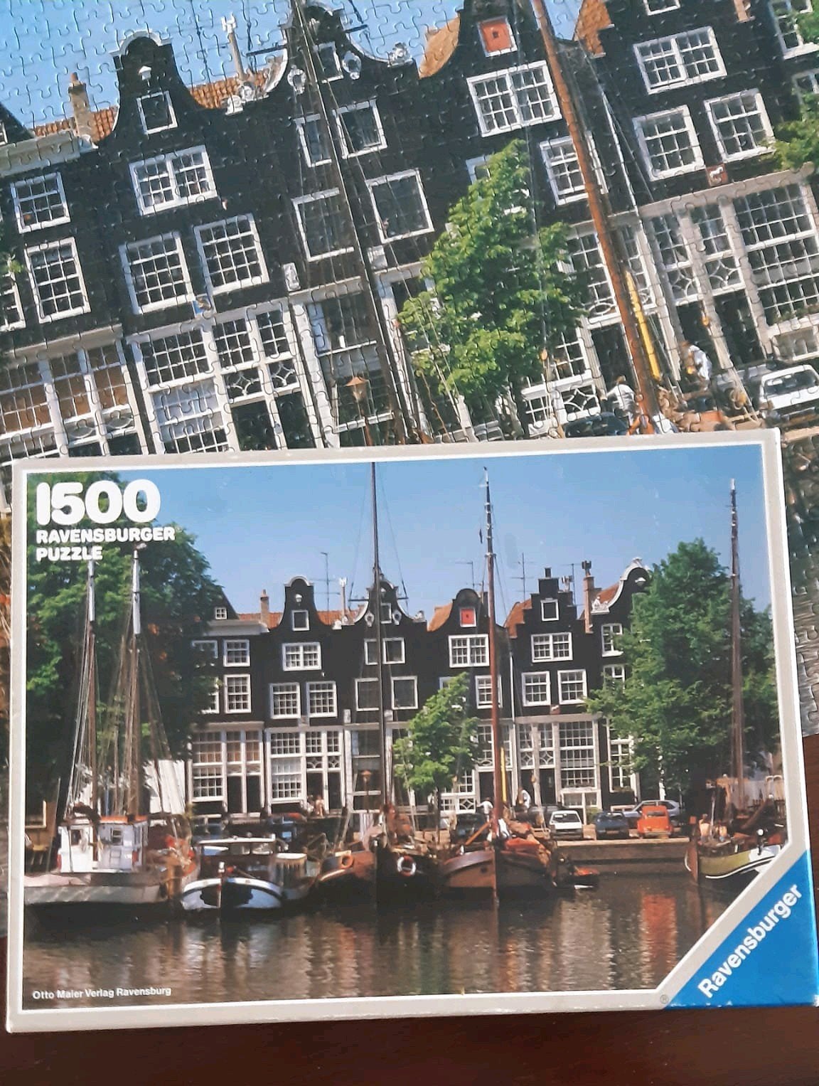 Nostalgische Ravensburger puzzel Amsterdamse grachten 1500 s, Ophalen of Verzenden, 500 t/m 1500 stukjes, Legpuzzel