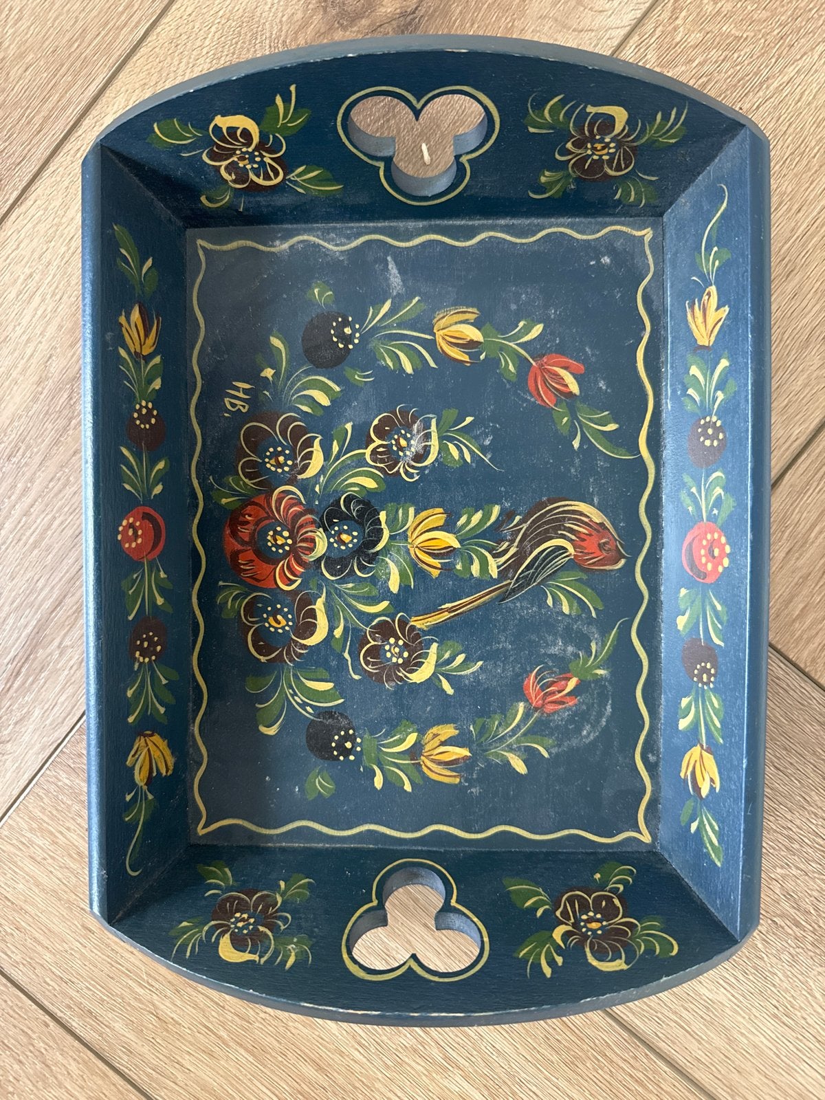 Handbeschilderd Hindelooper dienblad G. Bootsma, Ophalen of Verzenden
