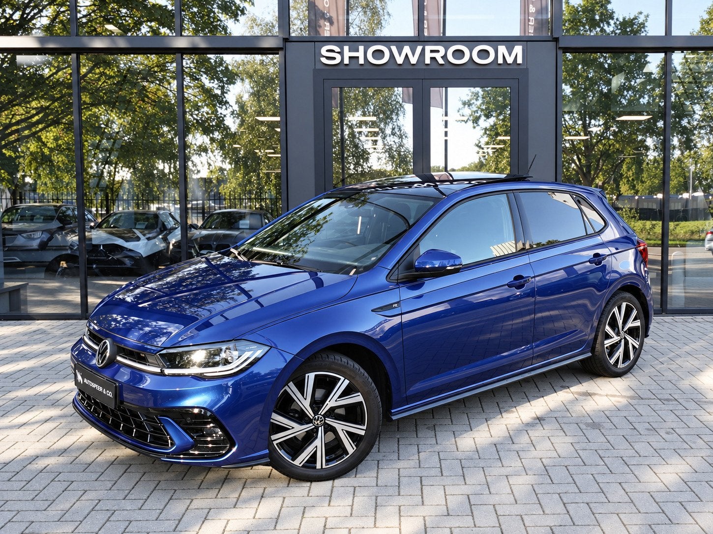Volkswagen POLO Volkswagen Polo 1.0 TSI R-Line KEYLESS PANO, Auto's, Dealer onderhouden, Gebruikt, Blauw, Alcantara