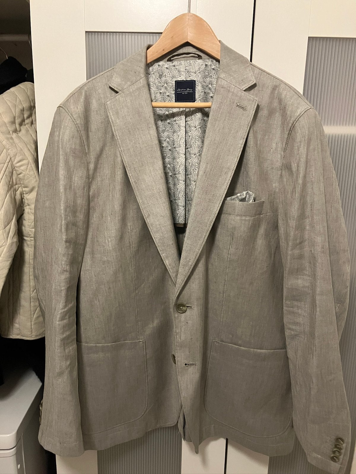 Nieuw linnen heren colbert mt 27 beige, Ophalen of Verzenden, Nieuw, Overige maten, Beige