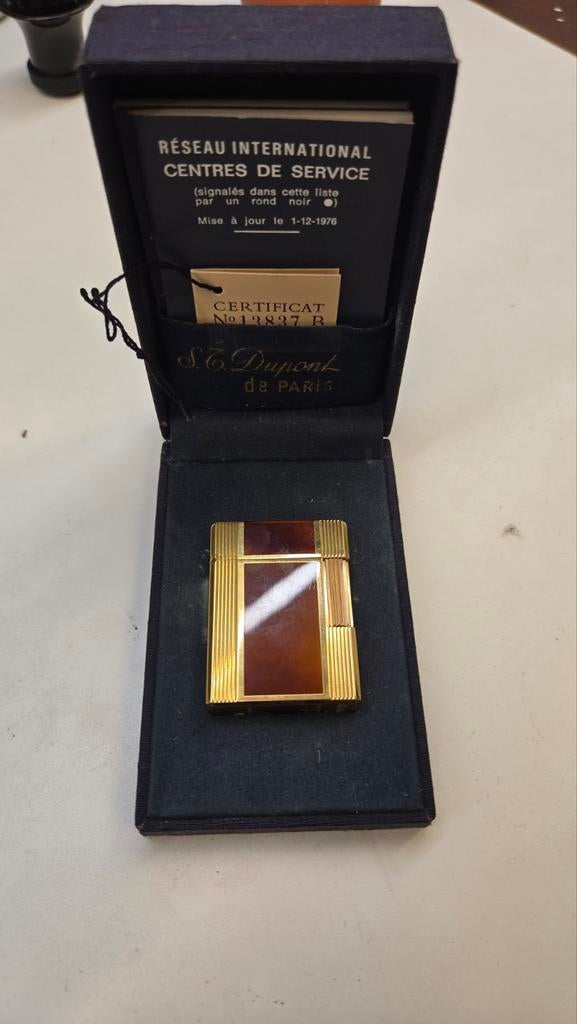 S.T. Dupont Lijn 1 aansteker verguld Chinese lak, Verzamelen, Rookartikelen, Aanstekers en Luciferdoosjes, Zo goed als nieuw, Aansteker
