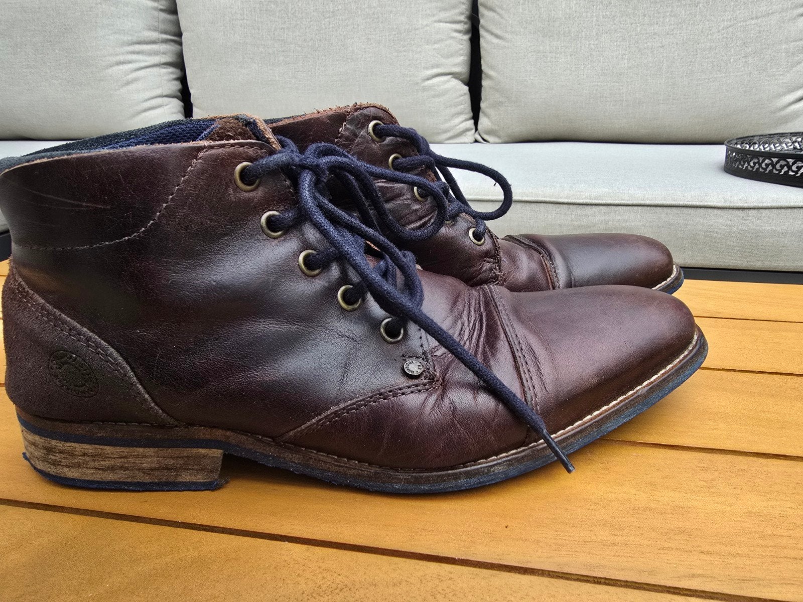 Bullboxer leren Chuka Boots / Veterschoenen, bruin met blauw, Ophalen of Verzenden, Gedragen, Bruin