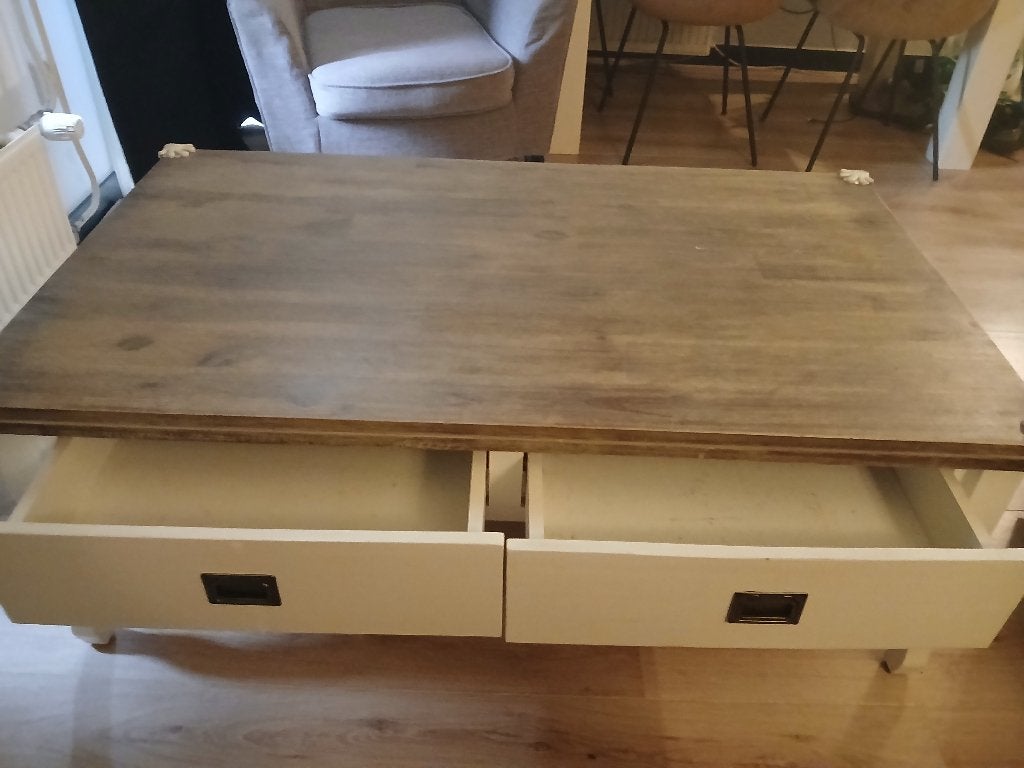 Salon tafel met 2 lades, Ophalen, Overige materialen, Gebruikt, 100 tot 150 cm