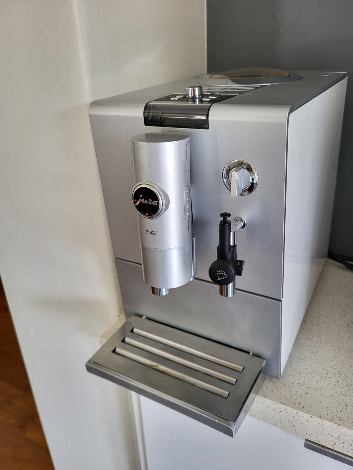 Jura ENA 7 Koffiemachine - Zilver, Witgoed en Apparatuur, Koffiezetapparaten, Ophalen, Gebruikt, Espresso apparaat, Koffiebonen