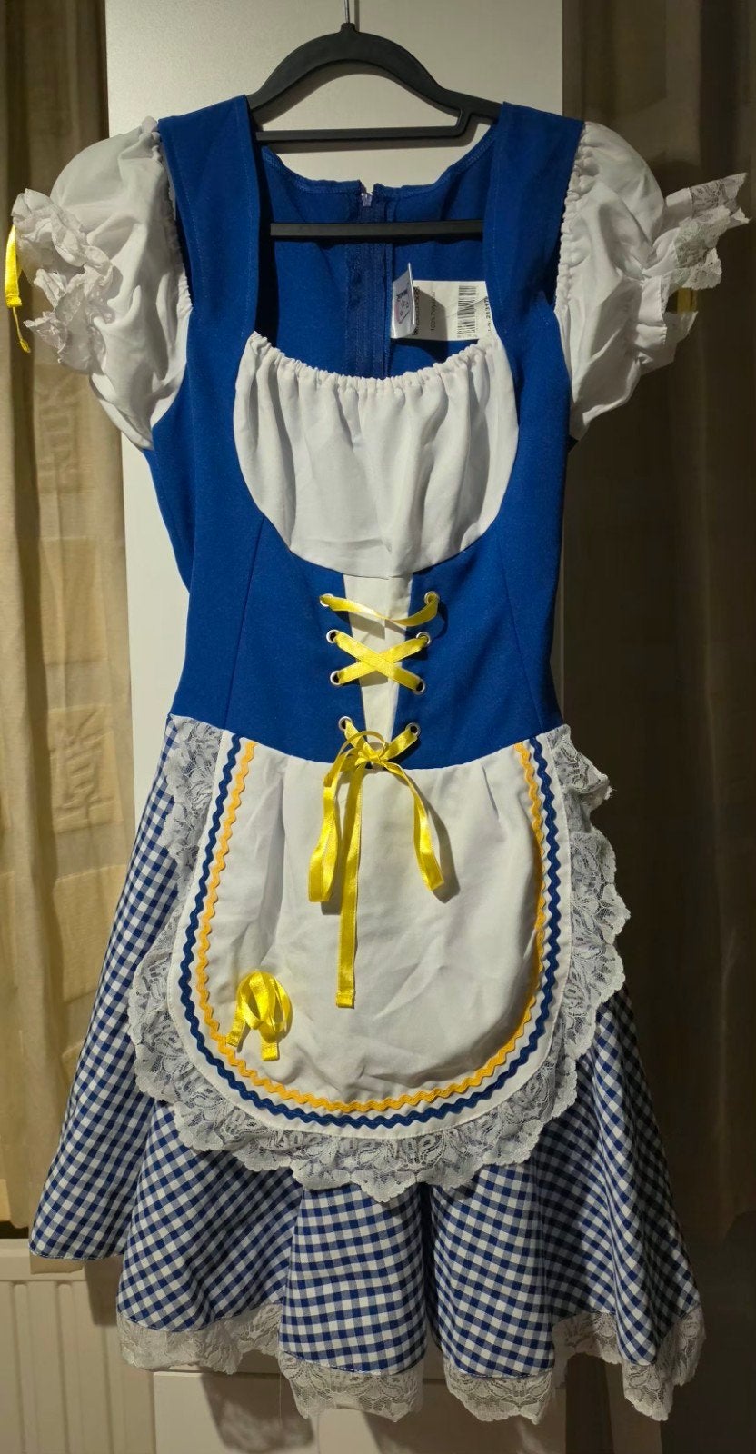 Maat S-Blauw geruite jurk met schort - Tiroler stijl, Ophalen, Carnaval, Kleding, Maat 36 (S)