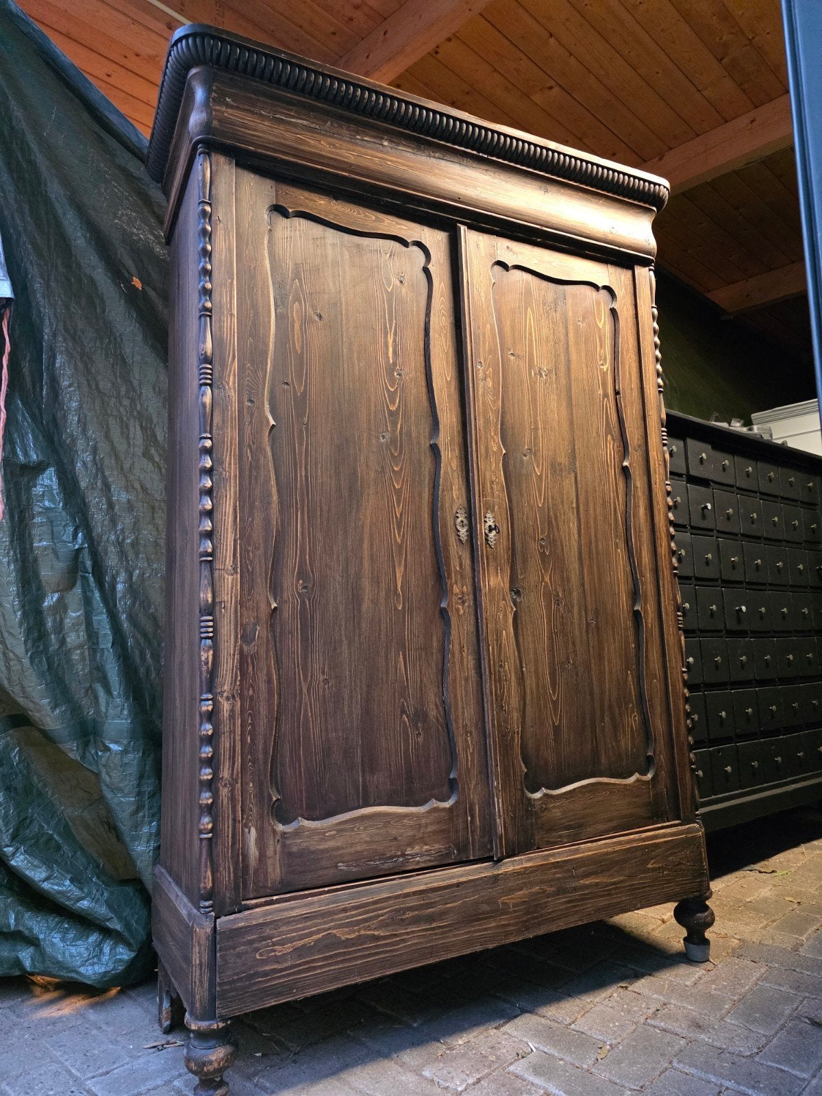 Oude robuuste biedermeier meidenkast kledingkast bez mogel., Antiek en Kunst, Antiek | Meubels | Kasten, Ophalen of Verzenden