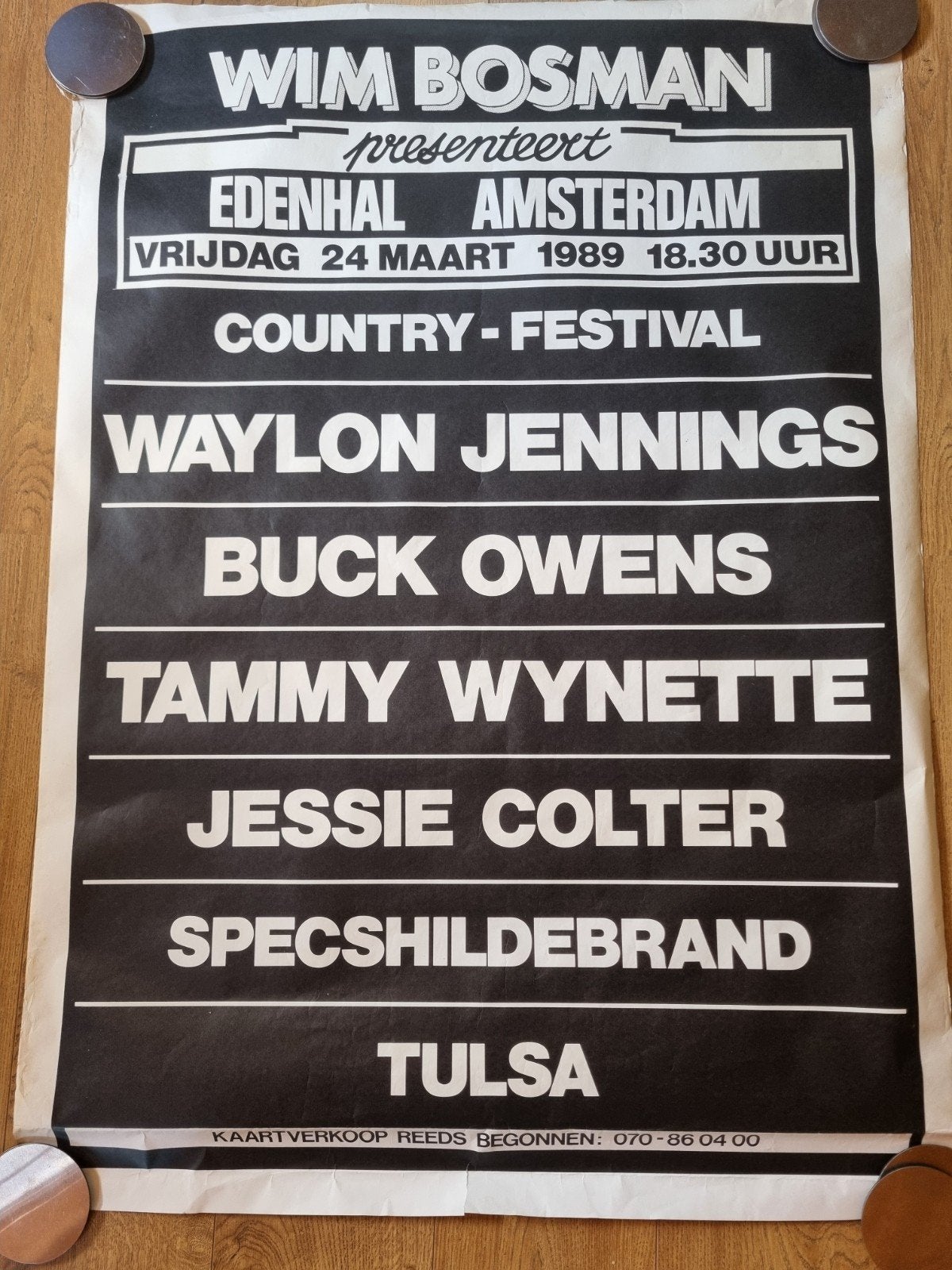 Poster country festival 24-3-1989 Waylon Jennings Buck Owens, Ophalen of Verzenden