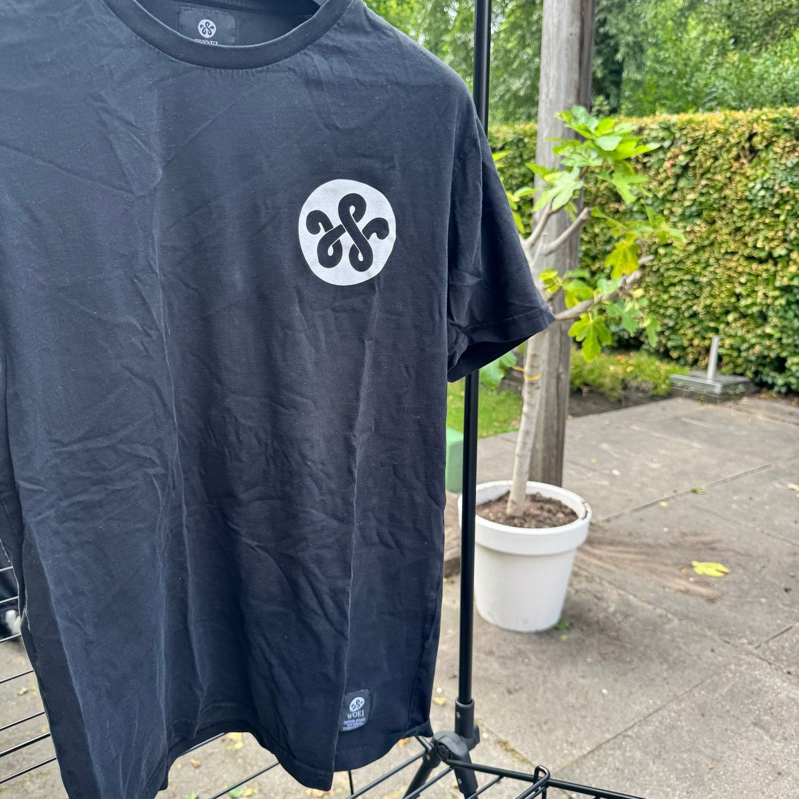 WOEI T-shirt Zwart Maat M, Kleding | Heren, T-shirts, Ophalen of Verzenden, Gedragen, Maat 48/50 (M), Zwart