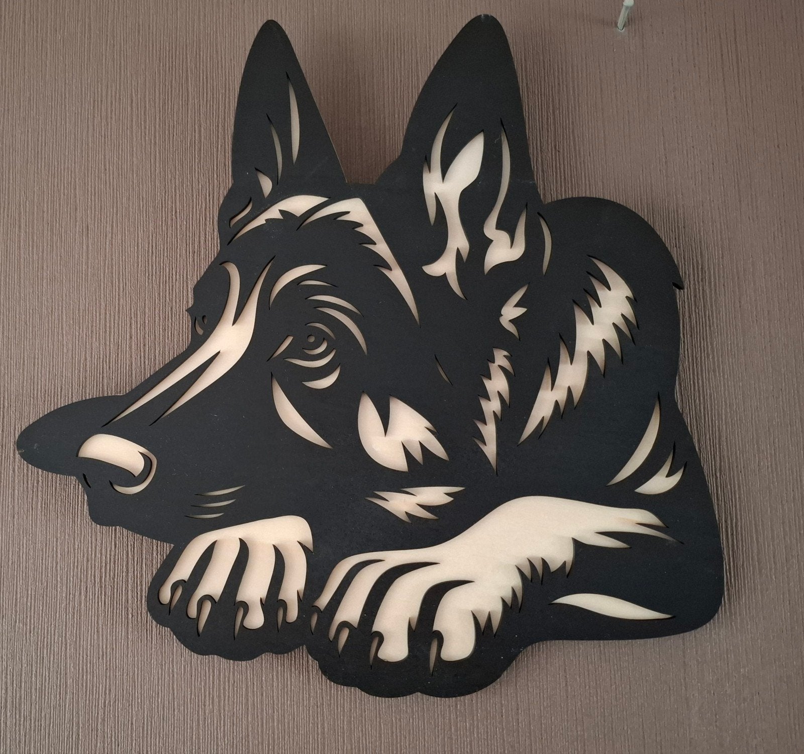 Nieuw, Houten Duitse Herder Wanddecoratie, Lasergesneden, 29 cm, Hout, Nieuw, Ophalen of Verzenden