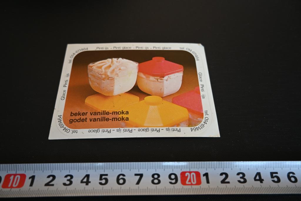 sticker pinti ijs beker / godet vanille - moka, Verzamelen, Ophalen, Zo goed als nieuw