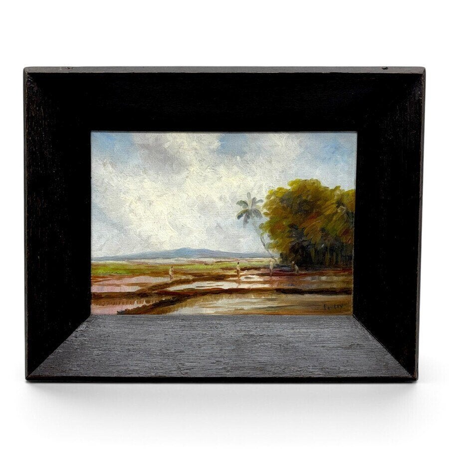 Europese School 20e eeuw - Indonesisch landschap rijstvelden, Ophalen of Verzenden