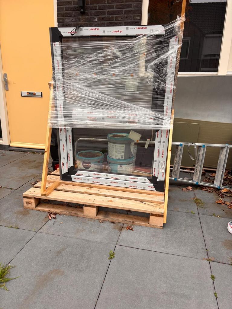 Nieuw Kunststof Draai/Kiep Raam Antraciet/Wit HR++, Ophalen, Gevelraam of Ruit, 80 tot 120 cm, Nieuw
