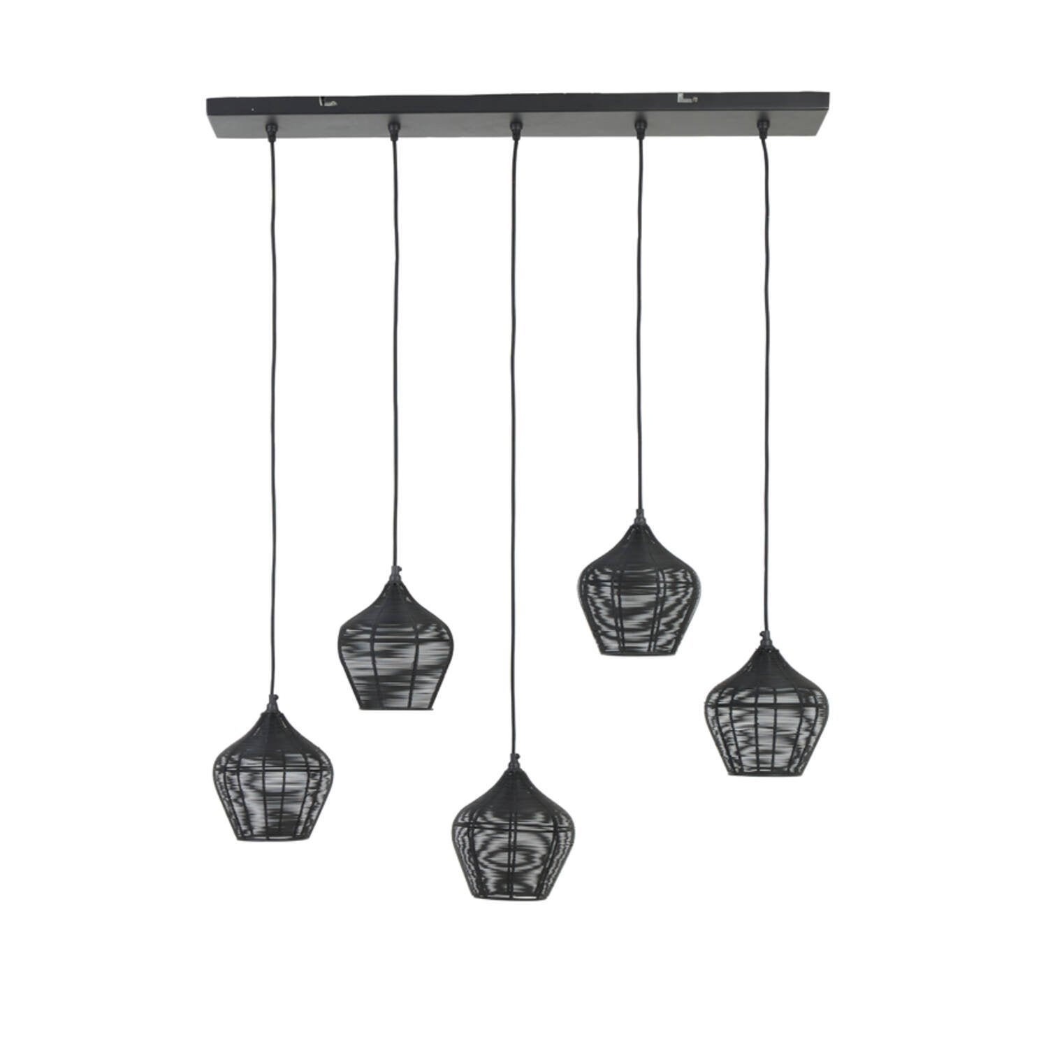 Hanglamp Alvaro 5-lamps, kleur Zwart van Light & Living, Huis en Inrichting, Ophalen, Light & Living, ., Nieuw