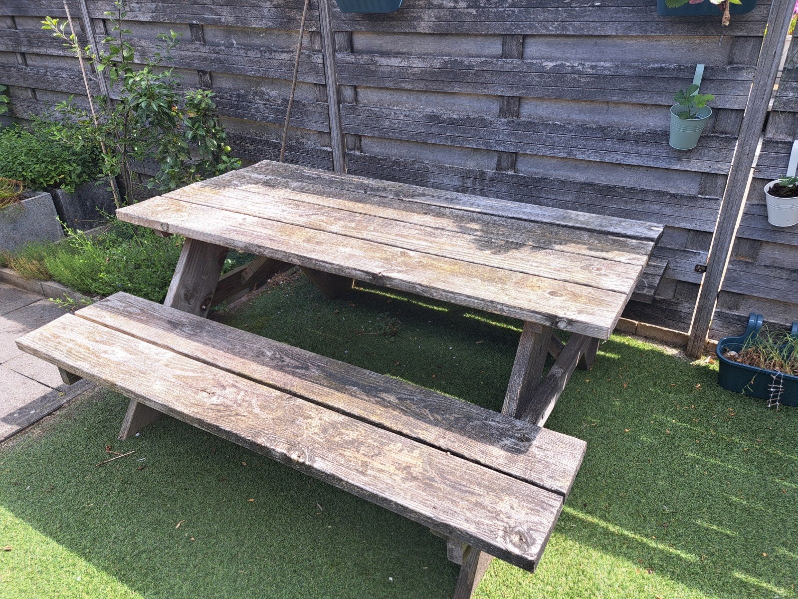 Picknicktafel (gratis), Tuin en Terras, Ophalen, Gebruikt, Rechthoekig, Hout