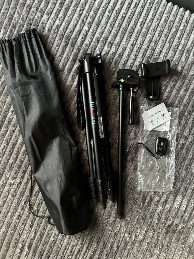 JOILCAN Phone Tripod with Remote, Lightweight, 135–140 cm, Ophalen of Verzenden, Zo goed als nieuw, Minder dan 150 cm, Driepoot