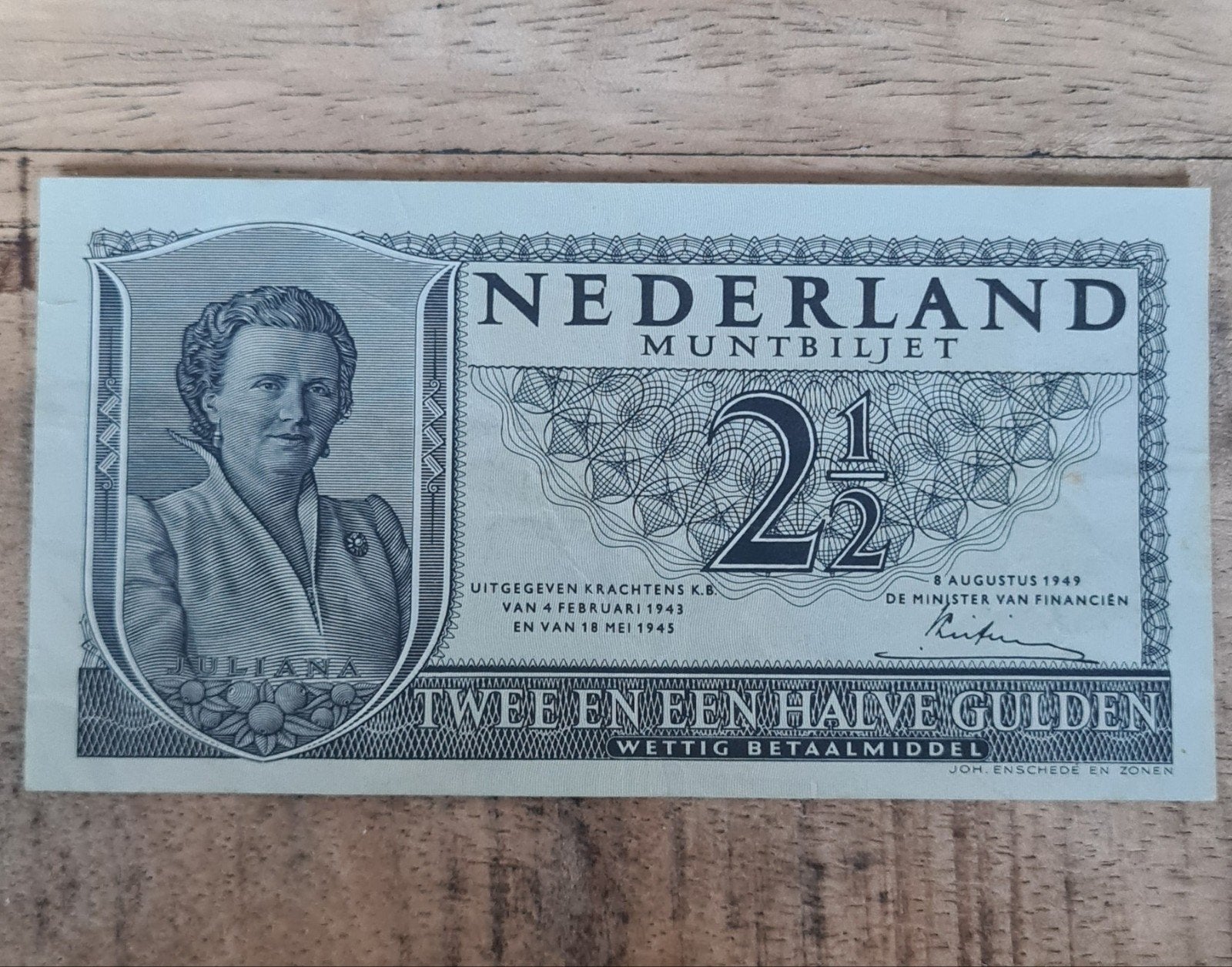 2 gulden en 50 cent briefje (kleine beschadiging), Ophalen of Verzenden, Nederland, Munten