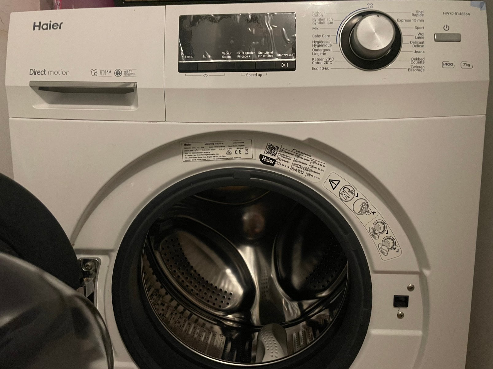 Wasmachine Haier 7kg, Witgoed en Apparatuur, Ophalen, Zo goed als nieuw, 85 tot 90 cm, 1200 tot 1600 toeren