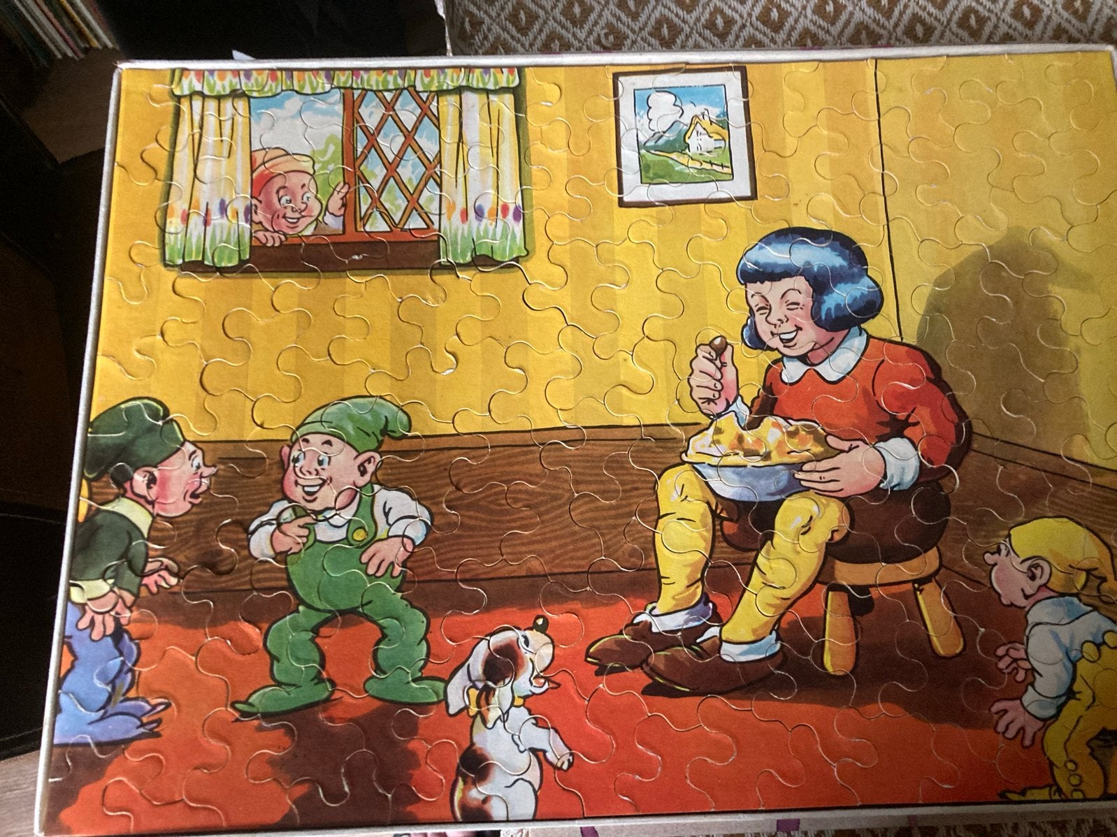 Vintage Puzzel Kabouters, Ophalen of Verzenden, Meer dan 50 stukjes, Gebruikt, 4 tot 6 jaar
