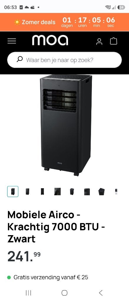 Mobiele airco, Ophalen, Minder dan 60 m³, Nieuw, 3 snelheden of meer