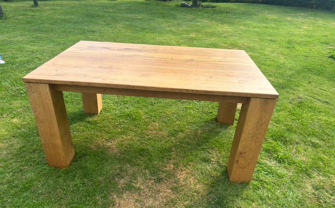 Set: Massief Houten Eettafel en Salontafel, Ophalen, Gebruikt, 50 tot 100 cm, 150 tot 200 cm