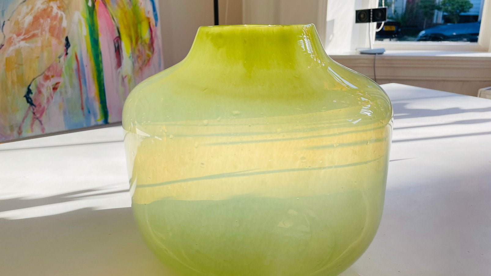 Te koop: vaas, glas, groen, h., Ophalen of Verzenden, Zo goed als nieuw, Groen, Glas