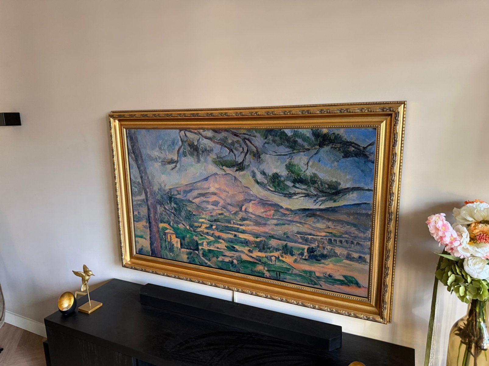 Samsung the Frame 55 inch + Deco tv frame ornate gold, Ophalen, QLED, Zo goed als nieuw, 100 Hz