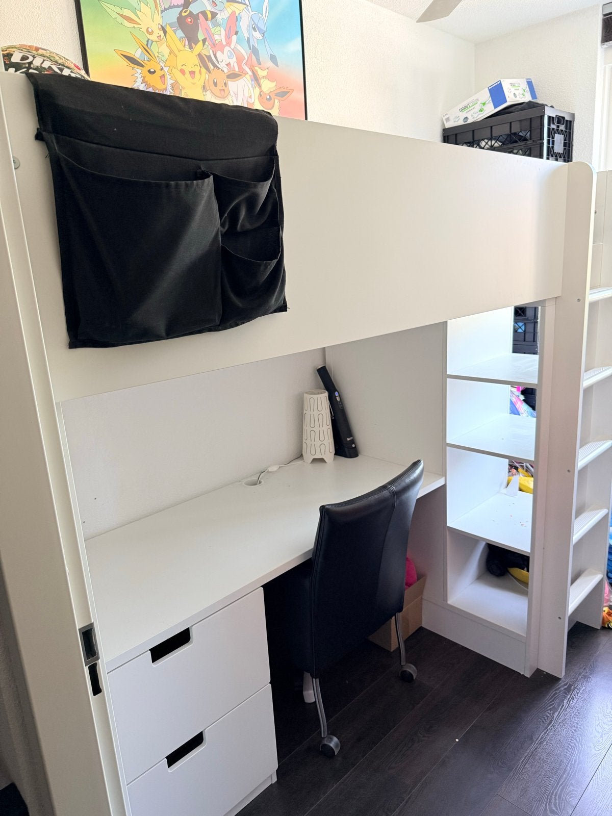 IKEA SMÅSTAD Hoogslaper met bureau en kledingkast, Ophalen, Eenpersoons, Zo goed als nieuw, 200 cm