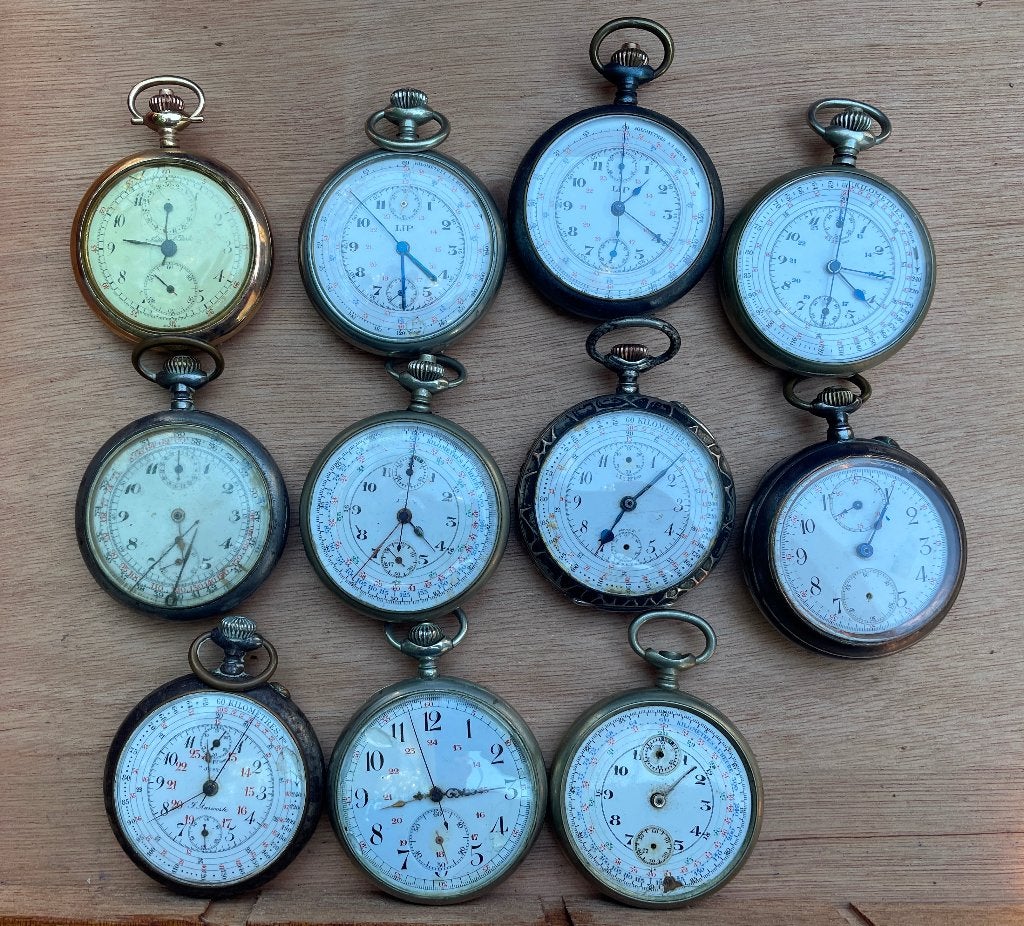 LIP zakhorloge chronograaf, nationaal park, set van 10, Ophalen, Zakhorloge, Staal, 1900 tot 1930