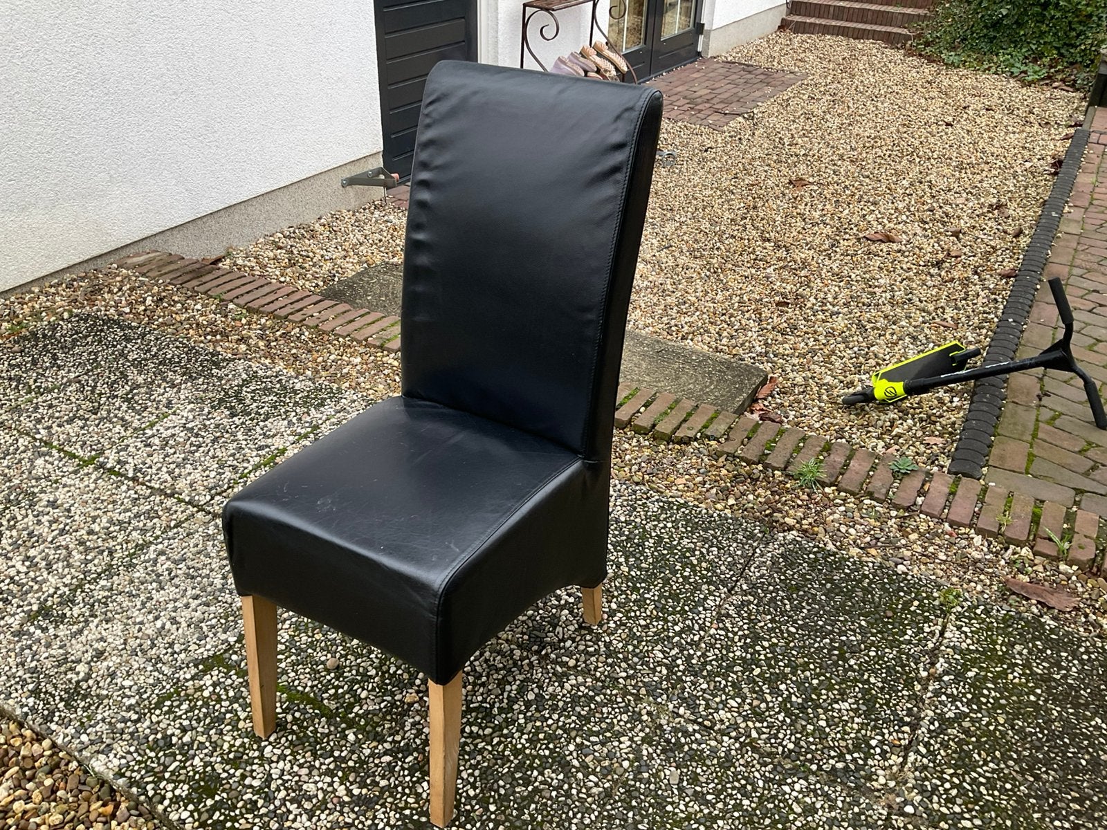 4 STOELEN EN EIKENHOUTEN TAFEL, Huis en Inrichting, Tafels | Eettafels, Ophalen, 50 tot 100 cm, Zo goed als nieuw, 150 tot 200 cm