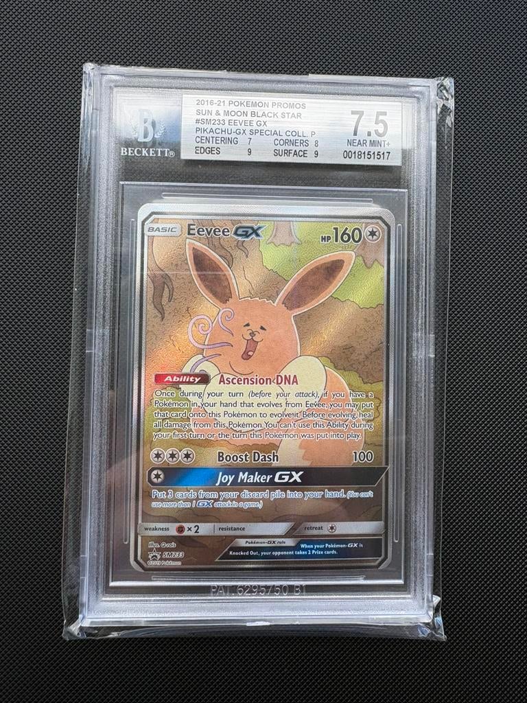 Eevee GX SM233 Black Star Promo Pikachu Collection BGS 7,5, Hobby en Vrije tijd, Verzamelkaartspellen | Pokémon, Ophalen of Verzenden