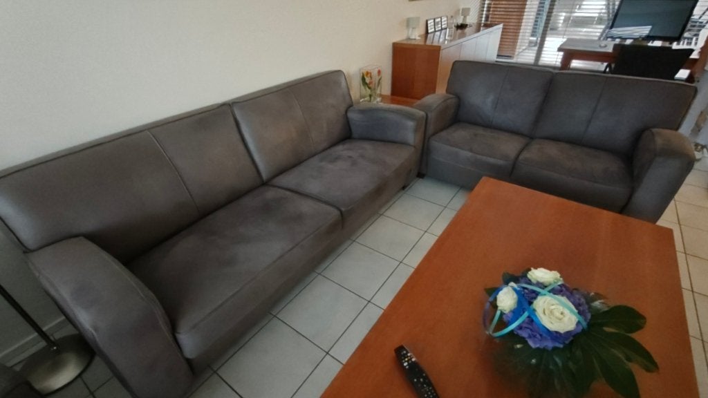 Drie en tweezits bank, Ophalen, Gebruikt, 150 tot 200 cm, Tweepersoons