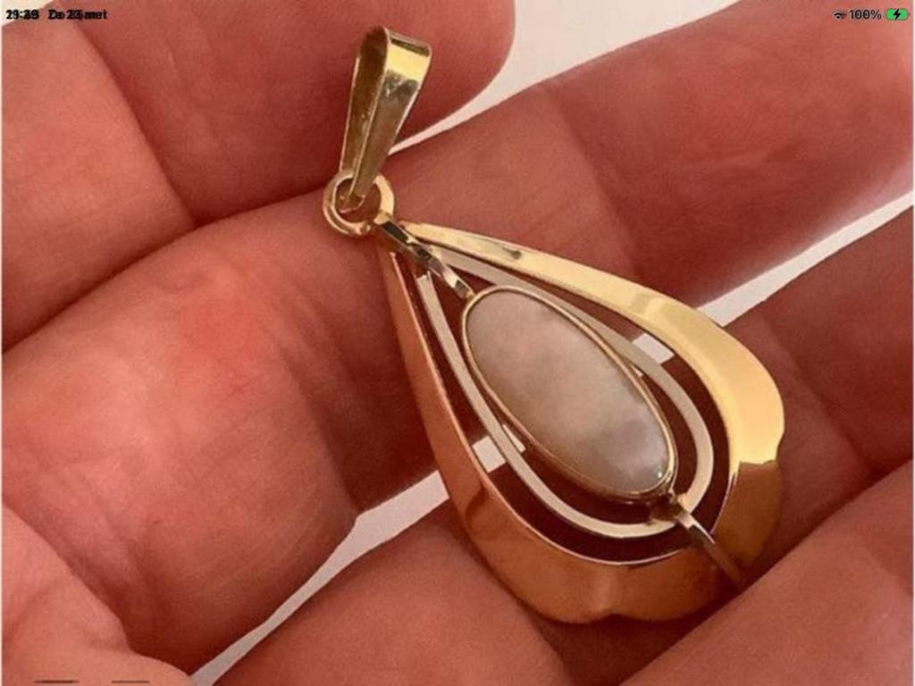 Bijzonder gouden kettinghanger Australiche Opaal 14 k goud, Overige voorstellingen, Verzenden, Zo goed als nieuw, Met edelsteen