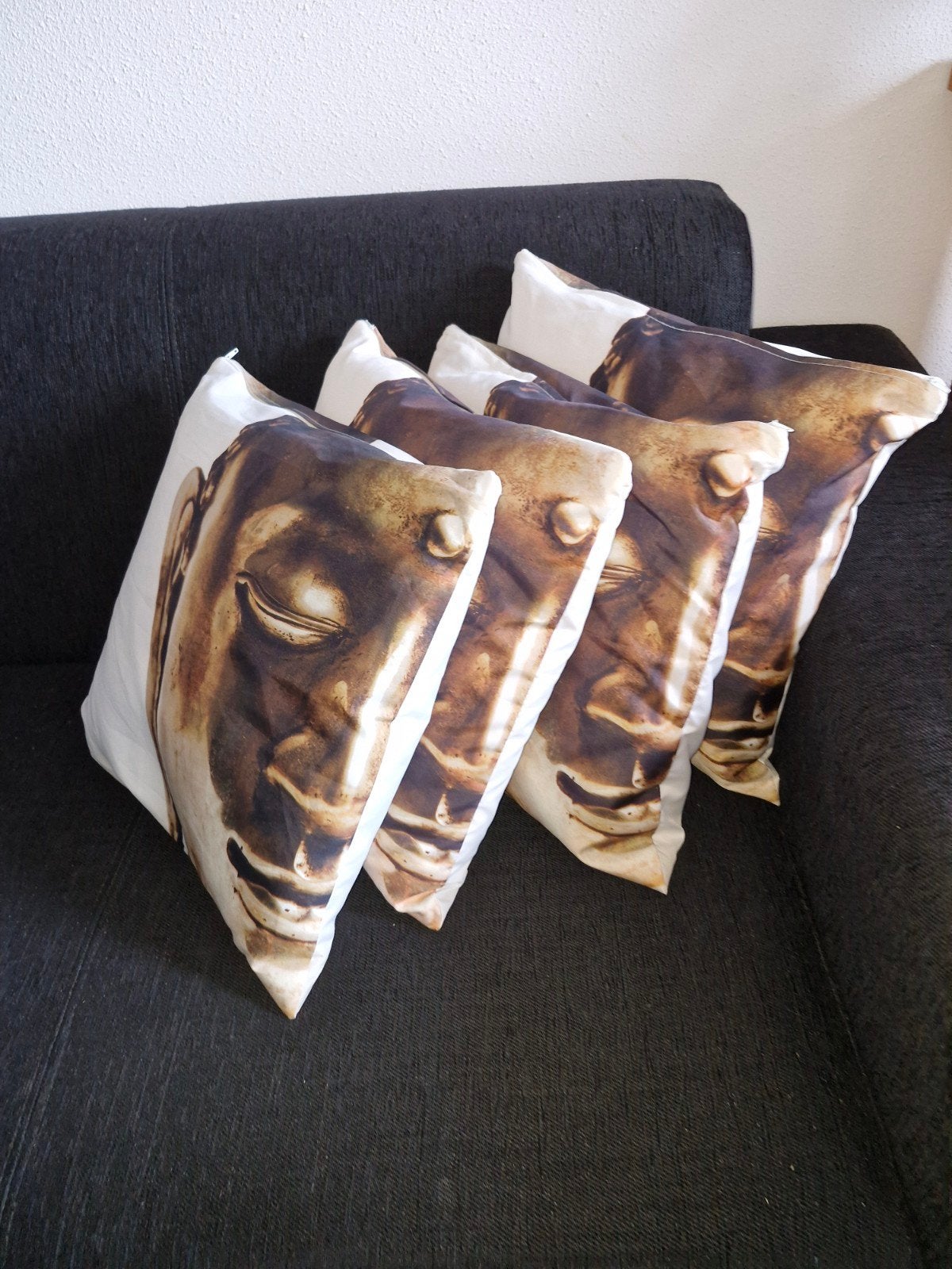 Set van 4 Boeddha sierkussens, Overige merken, Gebruikt, Meerkleurig, Met print