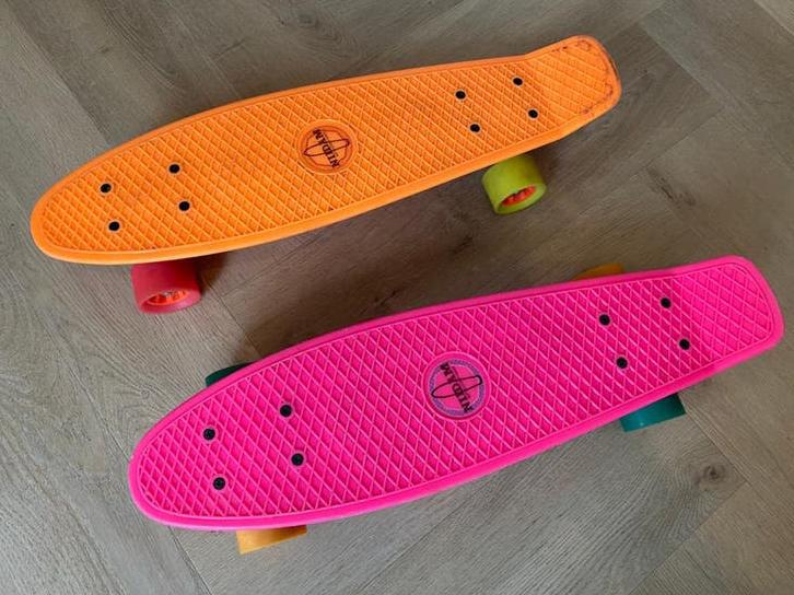 Nijdam Pennyboards/skateboard roze en oranje, Ophalen, Gebruikt, Skateboard