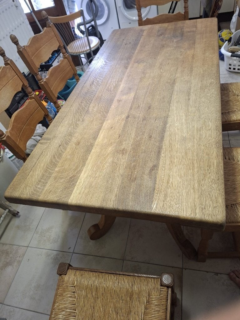 eiken eettafel met stoelen 160x80, Ophalen, Gebruikt, Eikenhout, 50 tot 100 cm