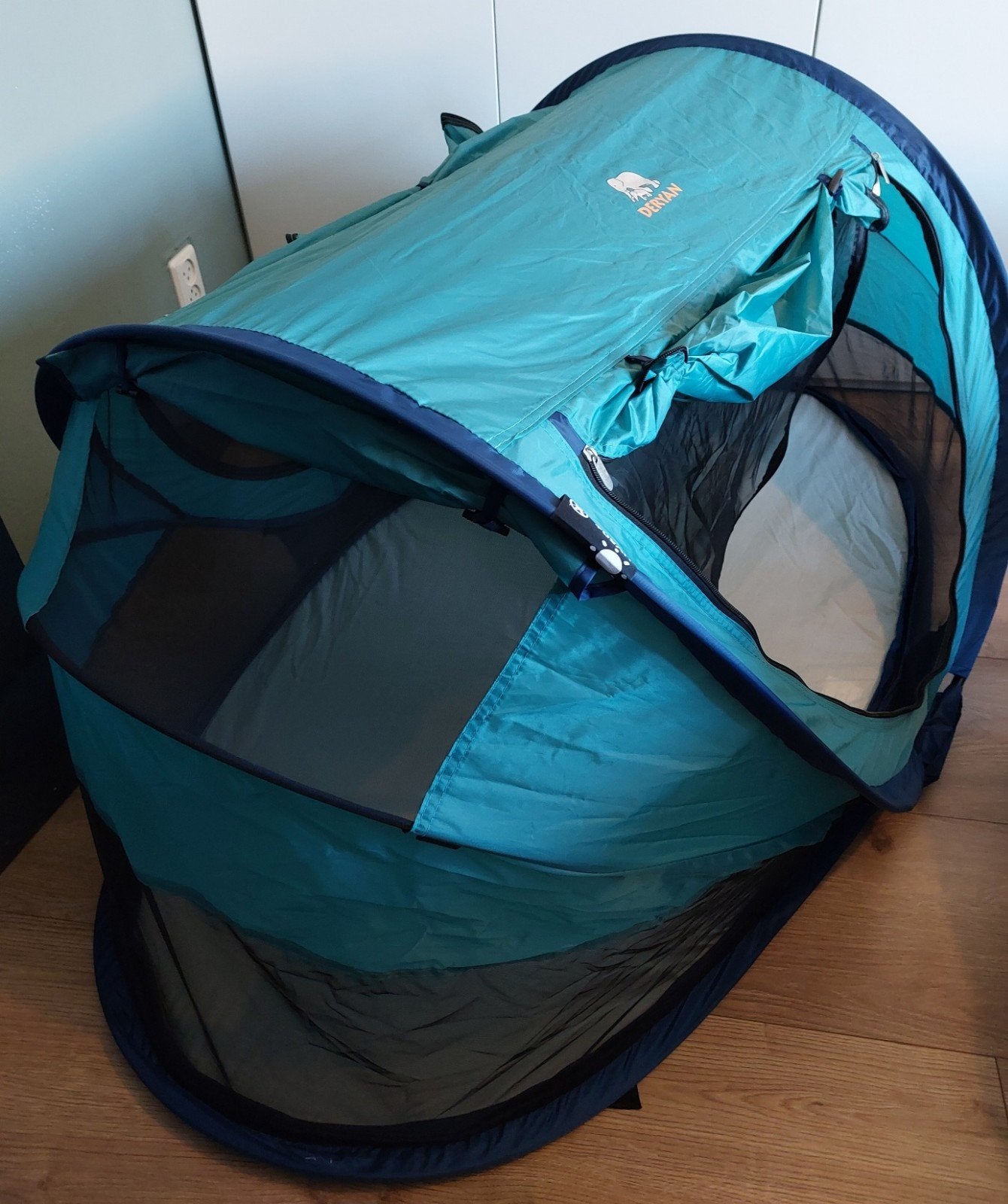 Deryan luxe campingbedje 0-5jr, incl matje, hoes, gebr aanw, Ophalen of Verzenden, Zo goed als nieuw, Tot en met 2