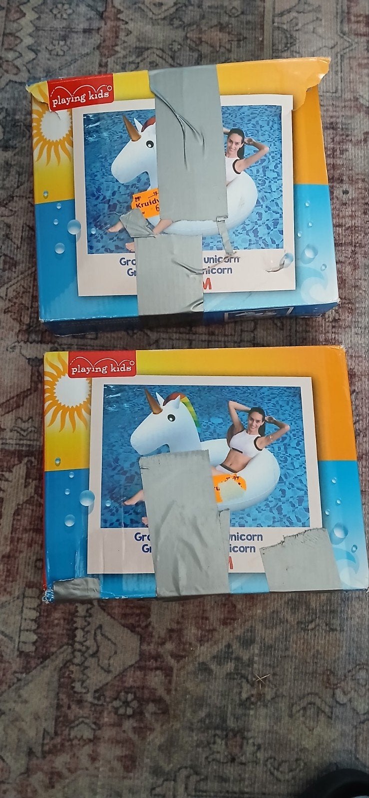 Opblaasbare unicorn 116 cm/  2 keer, Ophalen of Verzenden, Zo goed als nieuw
