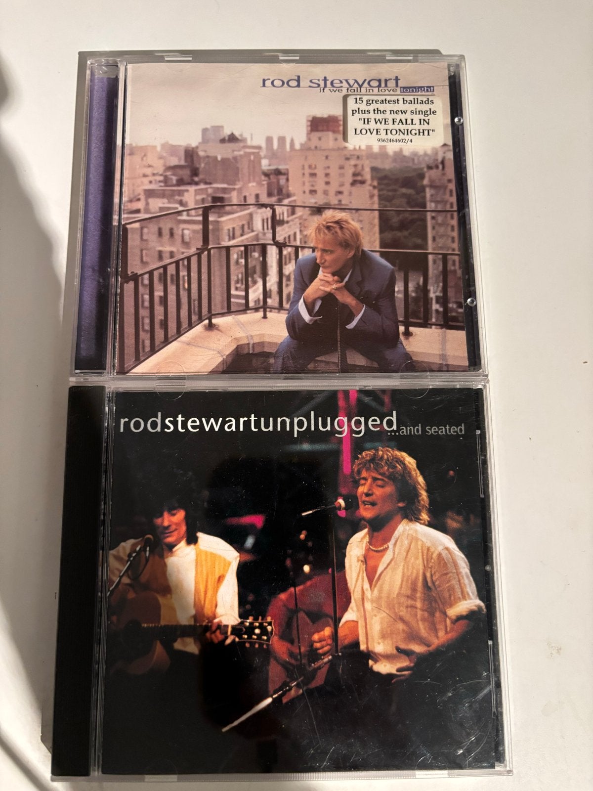 Rod Stewart CD's: If We Fall in Love Tonight & Unplugged, Gebruikt, Pop, Ophalen of Verzenden, Inclusief doosje