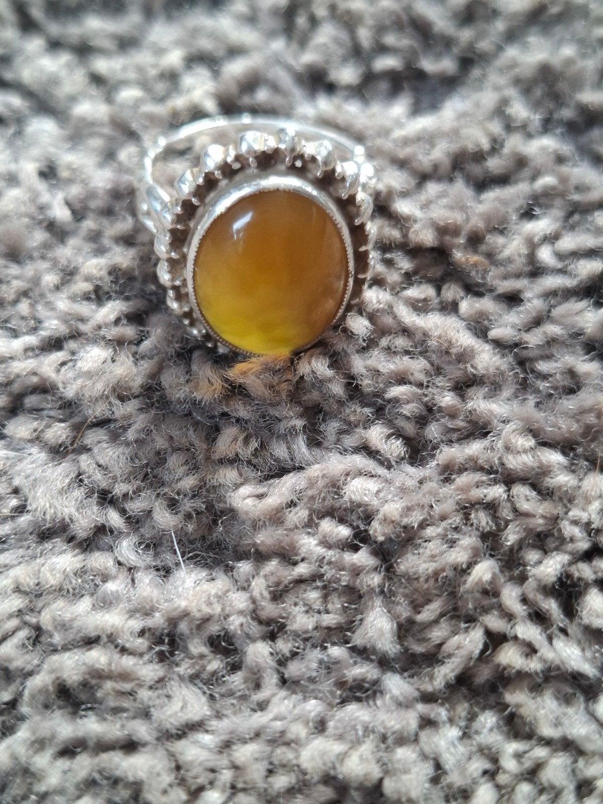 Ring Zilver met Agaat steen, Verzenden, Zo goed als nieuw, 17 tot 18, Met edelsteen