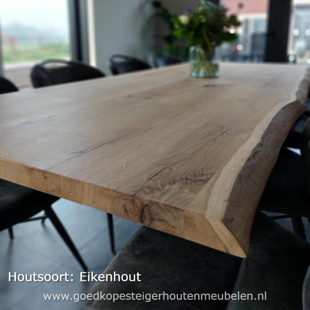 Massieve boomstam eettafel op maat, Niet ingevuld, 100 tot 150 cm, Ophalen of Verzenden, Vijf personen of meer