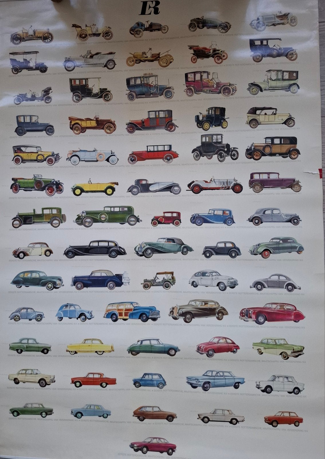 Autoposter 1968. 96cm bij 67 cm Eerste Rotterdamsche. € 5,--, Ophalen of Verzenden, Zo goed als nieuw, Overige merken